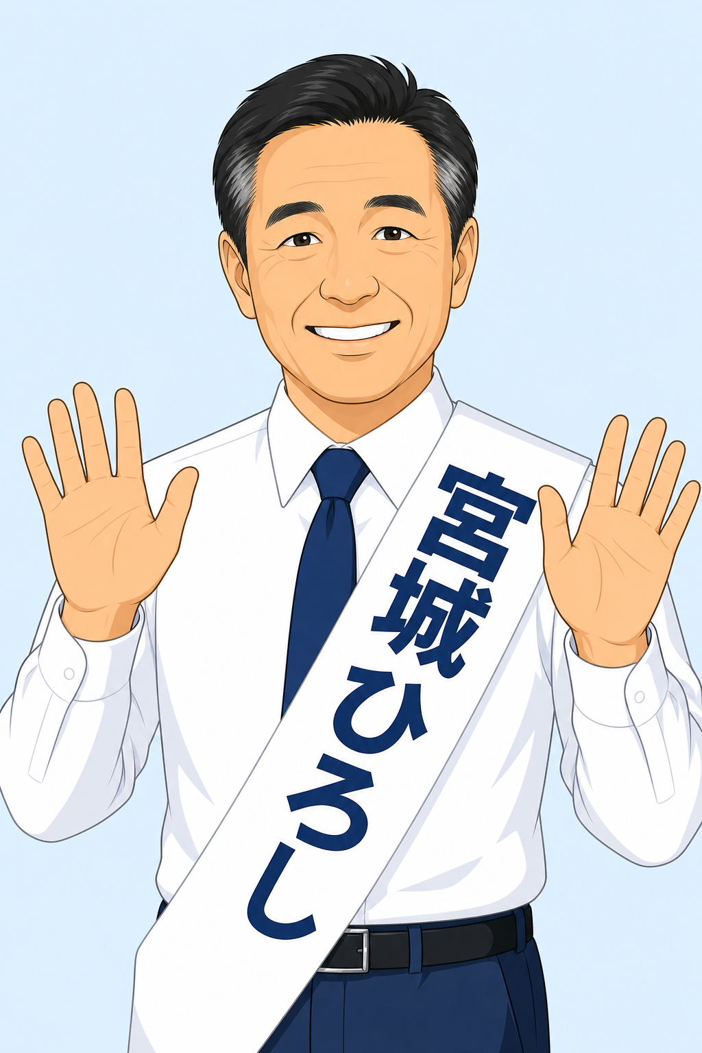 笑顔・両手あいさつ